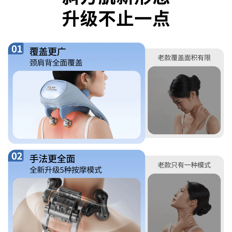 【中国直邮】 妙界 R9揉捶肩颈按摩仪艾灸碳热敷捶腰背部颈椎按摩器 陨石灰 一个装