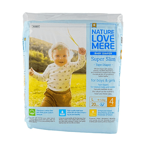 Super Slim Tape Diaper, L Size 9-12kg, 20 Pcs, 0.4cm Ultra-Thin Triple-Layer Breathable Core【Slim Instant Absorption】