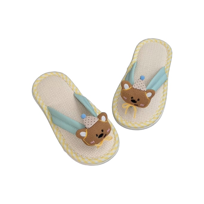 New Instagram Style Popular Cartoon Cute Linen Slippers Yellow Blue34-35