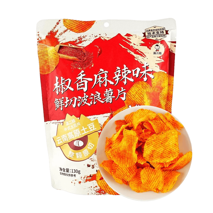 Fresh Cut Wavy Potato Chips, Spicy Sichuan Pepper Flavor, 4.59 oz