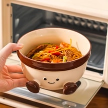 川岛屋 可可豆系列 带盖泡面碗+餐盘+饭碗+面碗+双耳汤碗  5件套