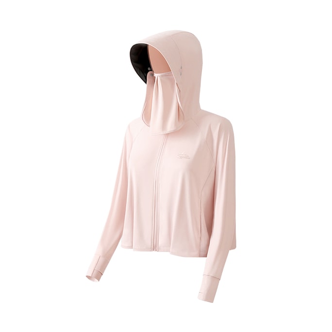 Summer Sun Protection Coat UV Protective Yarn Ice Silk Removable Mask Hooded Sun Protection Clothing Light Pink