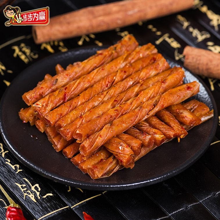 【中國直郵】 步步為贏 牛汁素腸香辣孜然相思卷零食辣條麻辣豆皮辦公室休閒食品湖南特產 原味牛汁素腸 500g 4