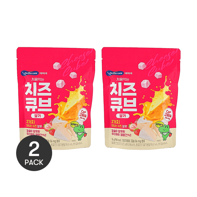 첫 치즈 큐브, 딸기, 0.56 oz *2【2팩】【영양만점 맛있는】