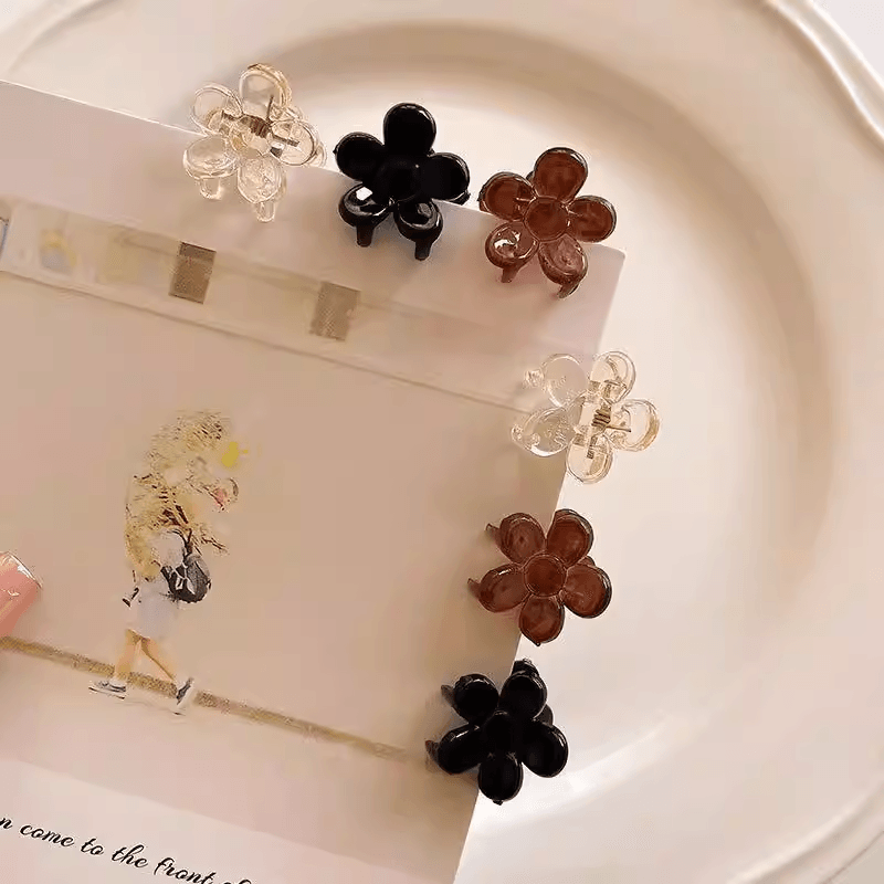 Mini Flower Elegant Small Hair Claw Clips, Set of 4