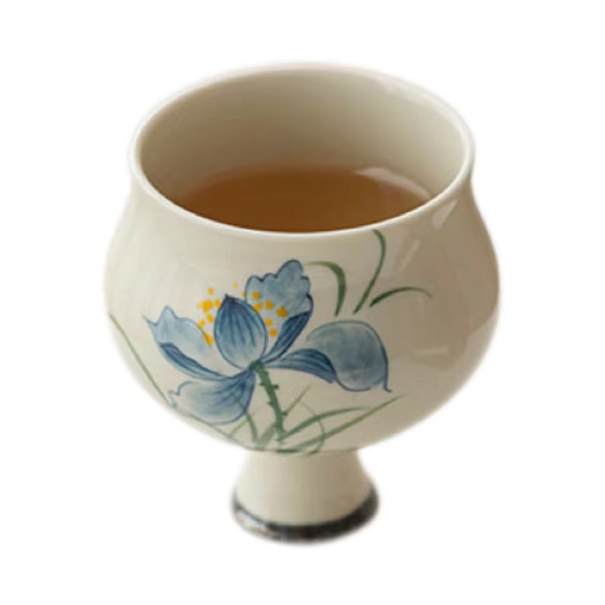 Talk About 12 Flower God High Tea Cup Kung Fu Tea Set Sample Tea Cup Household Ladies Ceramics - Blue Lotus 1 Pc