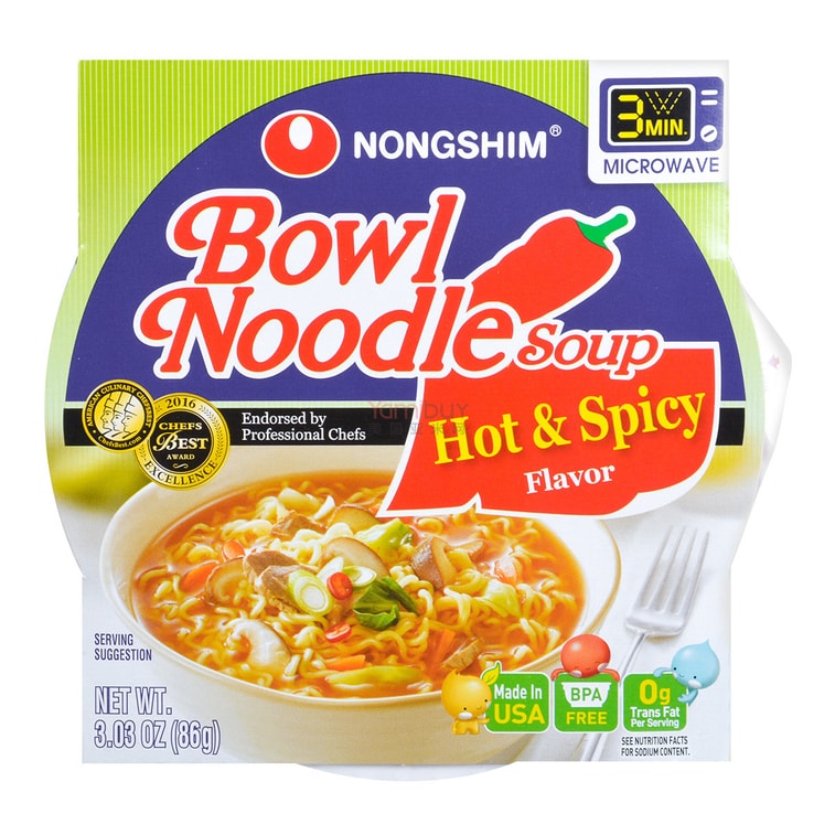 韩国NONGSHIM农心 Bowl Noodles3分钟微波碗面 拉面 香辣味 86g 5