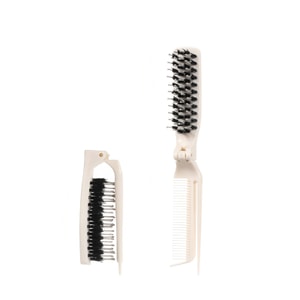 FaSoLa 折疊猪鬃毛氣墊梳 雙齒蓬鬆捲髮神器 女士隨身盤髮梳不靜電 1把