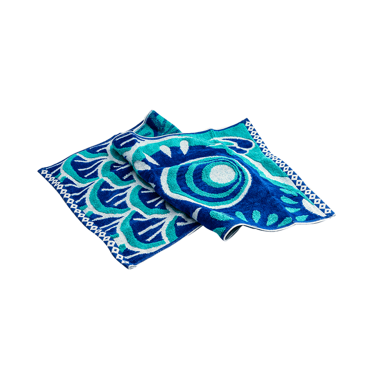 코이야||귀여운 잉어무늬 부드러운 프린트 흡수성 수건 세트||블루 1개 3