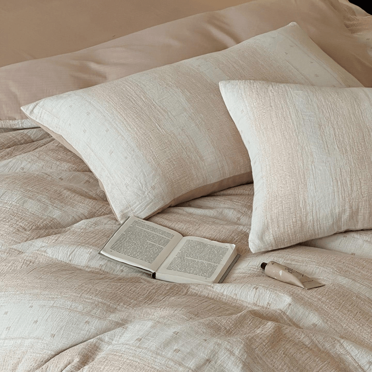 자장가 Yumian Cloud Sense 3겹 코튼 4피스 침구 세트 (피티드 시트) - 브라운 - 퀸 사이즈 3