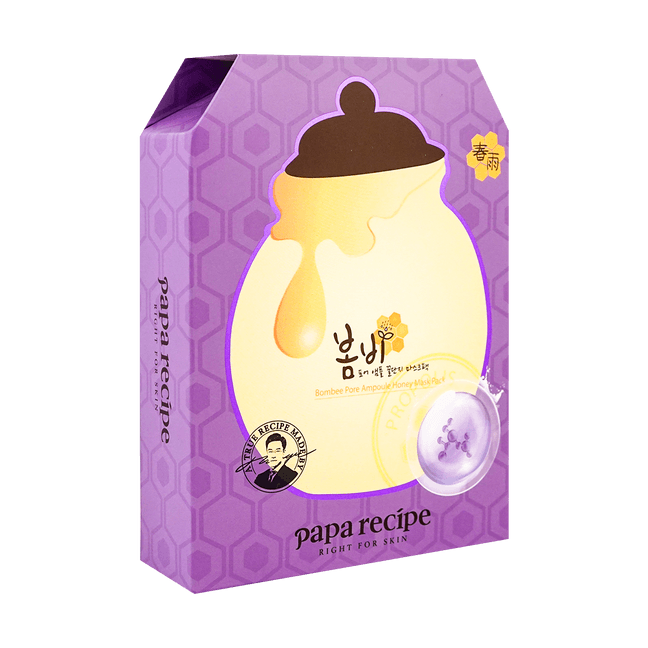 韩国PAPA RECIPE春雨 蜂蜜乳糖酸细敛面膜 紫春雨 细腻毛孔 补水保湿 温和控油 10片入 【外油内干救星】