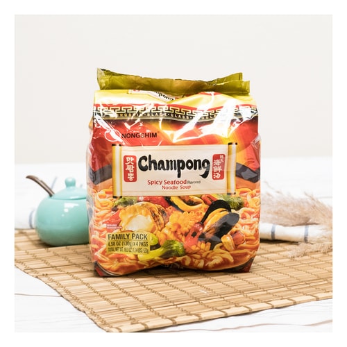 NONGSHIM Champong Noodle Soup Spicy Seafood Flavor 4 Packs 520g ...