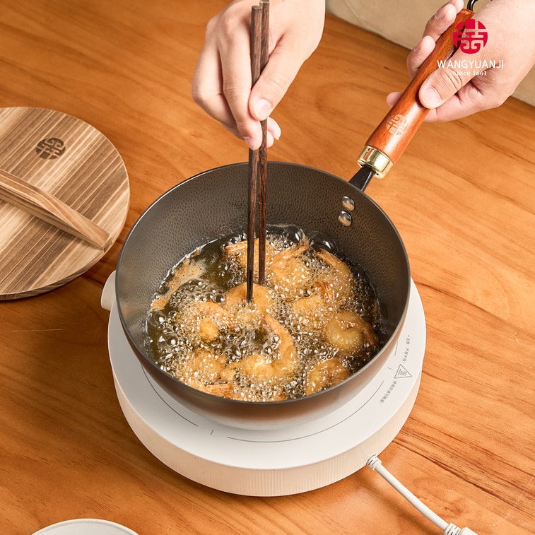 22CM Hammered Iron Milk Pot + 13cm Oil Splashing Pan – Compact Cooking Set with Mini Spatula 6