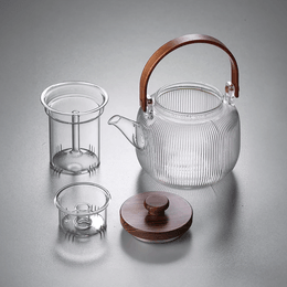 提樑玻璃茶壺花茶壺 燒水煮茶養生壺 耐高溫可加熱全透明茶具 800ml