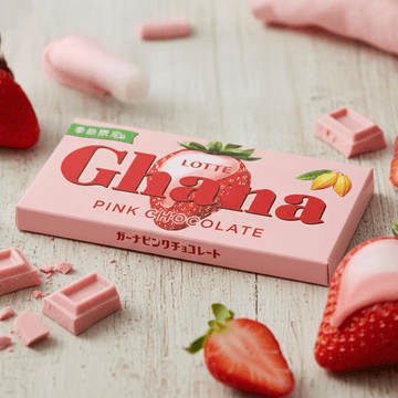日本LOTTE乐天 GHANA加纳 粉红草莓巧克力 45g【季节限定】