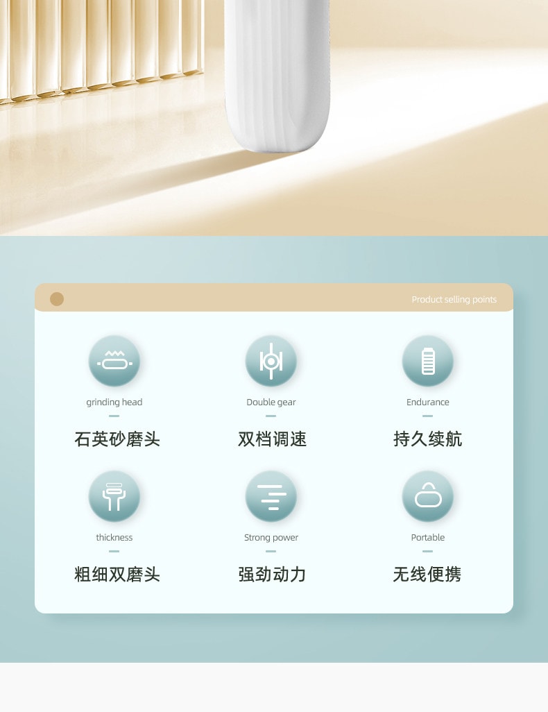 【中國直郵】 康佳 磨腳器電動磨腳神器去繭修腳器腳皮打磨 白色 1個裝