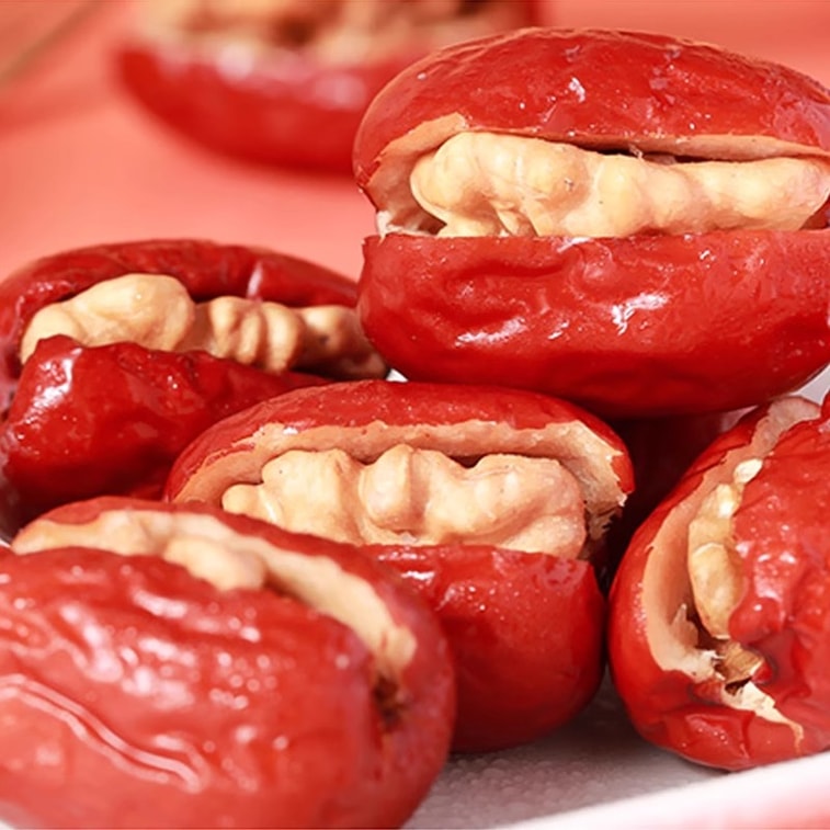 会いたい [赤いナツメのNo.1ブランド - 超お得168g] クルミを詰めたナツメ168g 気と血を養う脳を活性化する食事代替品 新疆産赤いナツメ、薄皮クルミ、無添加 妊婦と子供のためのナッツと種子 新鮮で甘くてサクサク、栄養が2倍 4