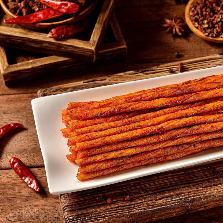 유교장 특대 채식 소고기 힘줄 매운맛 스트립 - 추억의 간식, 인기 온라인 식품 - 달콤매콤 3개 + 마라 매운맛 3개, 12g x 6개입 3