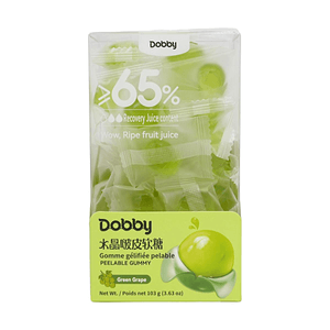 哆比 Dobby 果C水晶啵皮软糖 完熟青提果汁味 103g 【≥65%果汁含量】【剥皮新玩法】