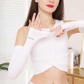 觅橘 冰袖套 防晒袖子 开车防晒骑行套袖 云朵白