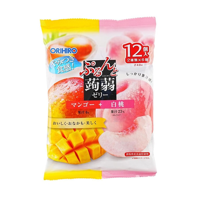 Konjac Jelly Pouch Mango & White Peach Flavor 12 pieces 8.5 oz