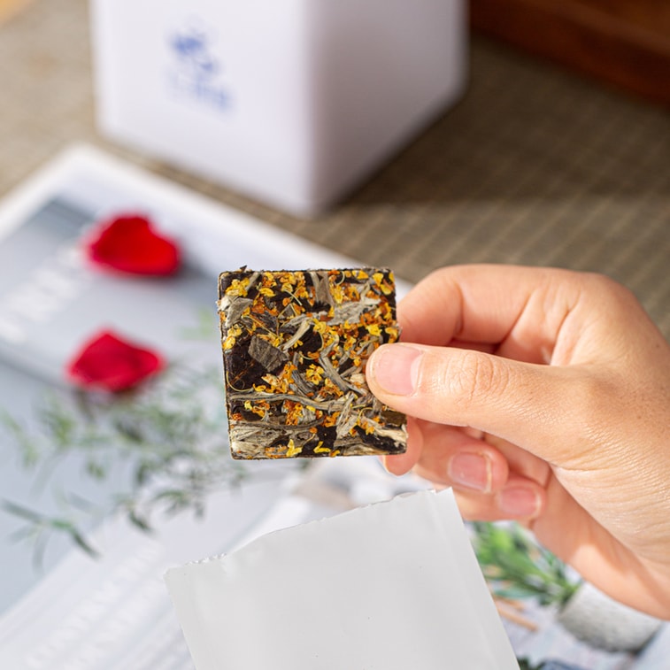 美国 仁信昌 桂花白茶小方片 云南白茶方片 方便小袋包装 小茶饼 15片 8