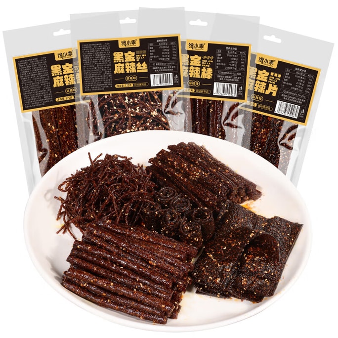 【中国直邮】馋小乖1麻辣味 黑金辣条 四合一  湖南特色小吃 童年味道  125g*4