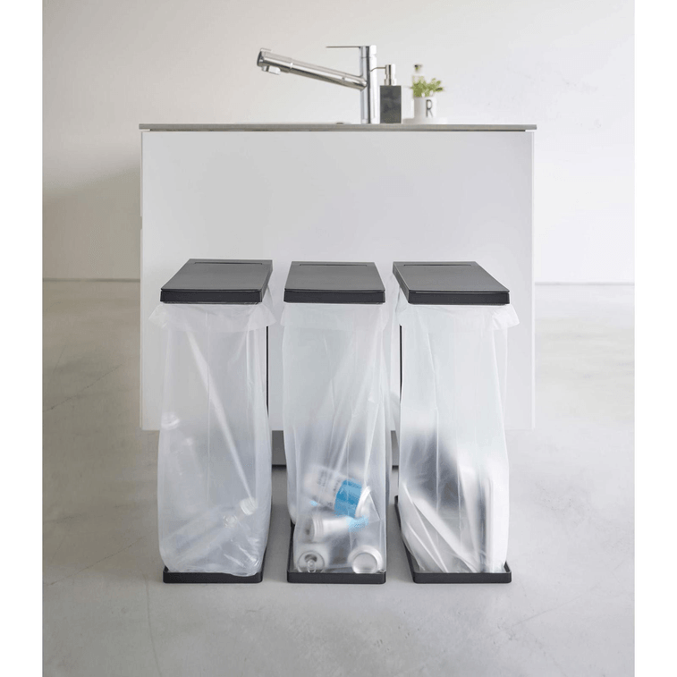 Japanese Yamazaki Home 附蓋垃圾袋架 - 鋼黑 1件 5