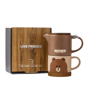 Light luxury ceramic teapot set home brewing tea cups large capacity Brown Bear