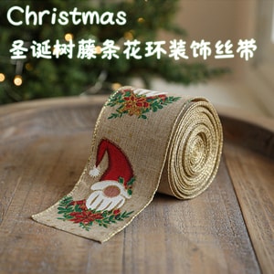 New Christmas Diy Handmade Decorative Ribbon American Fabric Christmas Ribbon 6.3cm Khaki Elderly Person/2 Meters