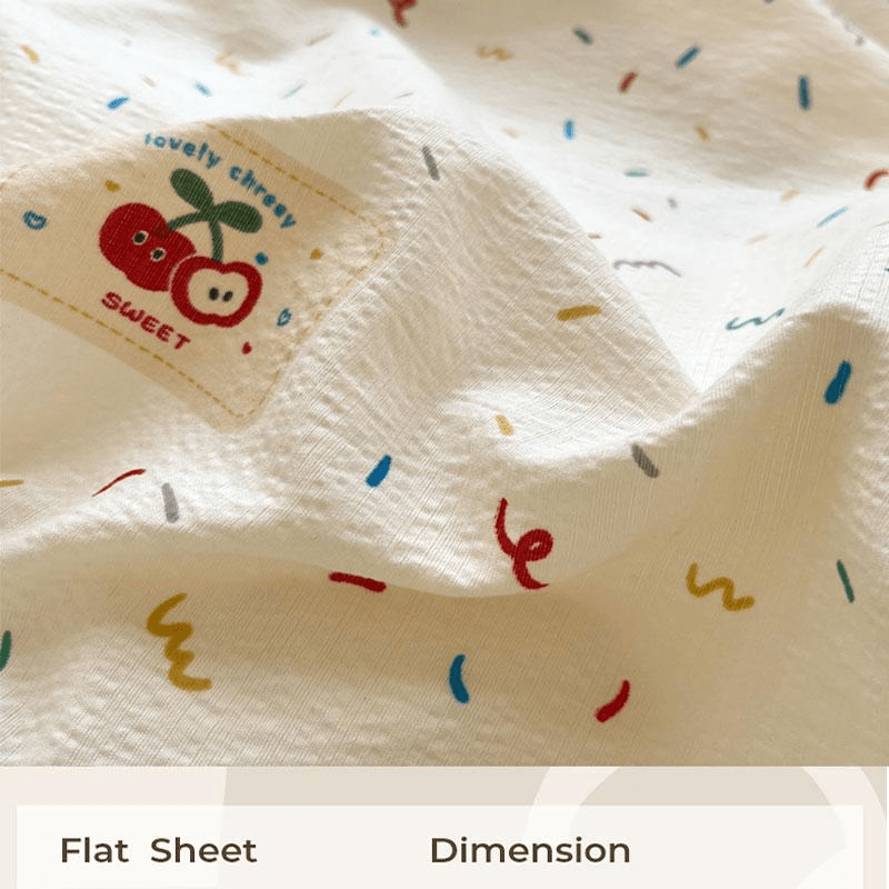 Lullabuy 奶油泡泡純棉床上四件套 床單被套枕頭套-Double/Queen Size