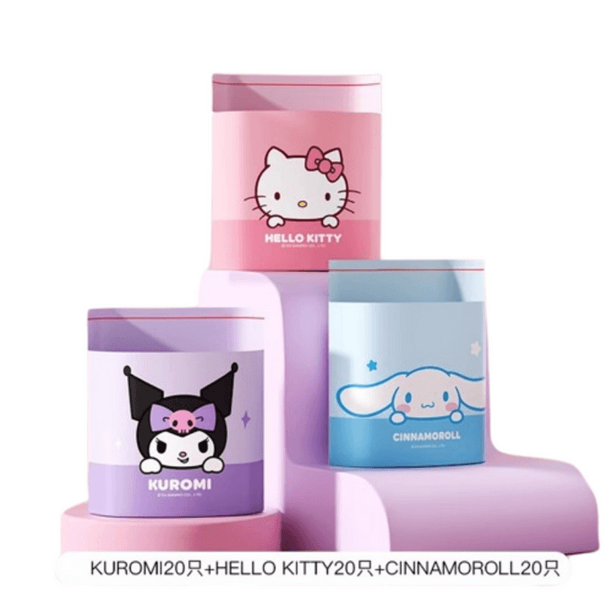 Sanrio Trash Bags Car Portable Sticky Vertical Cleaning Bags 3 Colours Mixed 3 Packs of 60 Pieces
