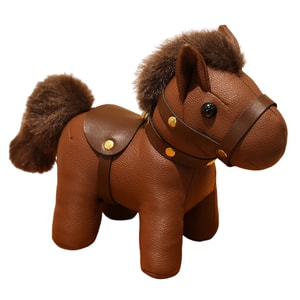 Leather Little Horse Figurine Pendant, Cute Mascot For The Year Of The Horse, Leather Zodiac Horse Doll Gift, Brown F 1 Set