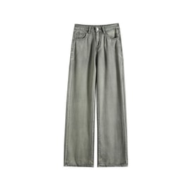 【中國直郵】 HSPM 新款萊賽爾涼感氣質高腰百搭垂感牛仔褲 灰色 M