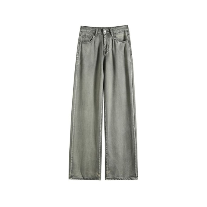 New Lyocell Cool Temperament High Waisted Versatile And Hanging Jeans Grey XL