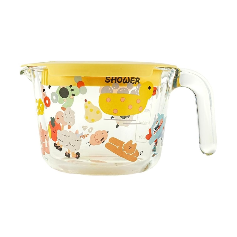 Tasse de petit-déjeuner avec couvercle et tasse à mesurer en verre graduée, tasse à lait colorée pour fête, 500 ml 4