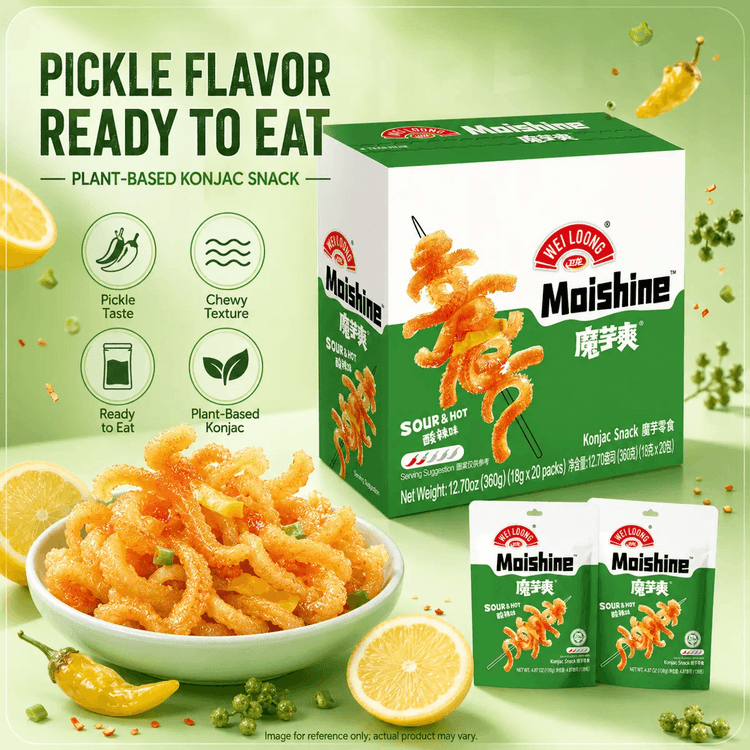 WEILONG Hot & Sour Vegetarian Tripe, Konjac Snacks, 12.7 oz - Yami.com