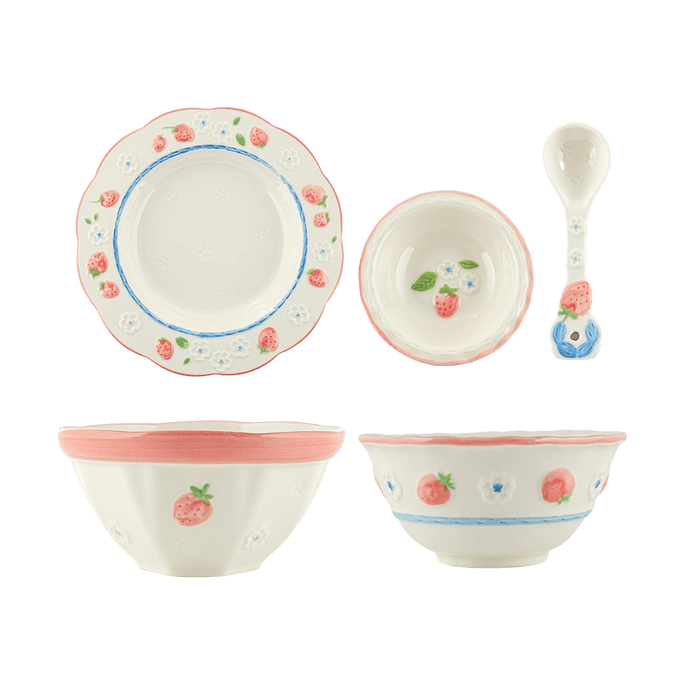 Strawberry Love Dinner Plate, Cute Printed, Household Tableware, 10 inches