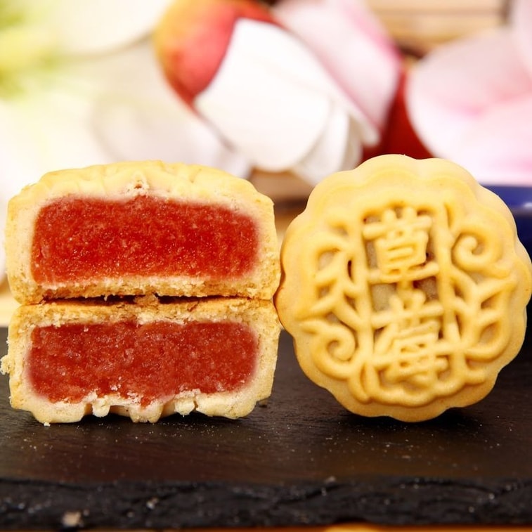 ふしじんフルーツミニ月餅：カンタロープ、パイナップル、イチゴ、桃 - 伝統的な中秋節菓子、210g（21g×10個） 7