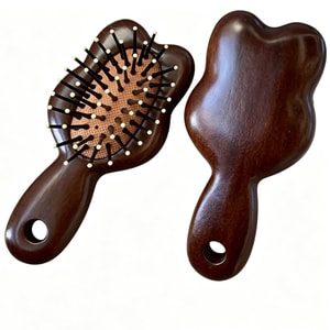 Cute sandalwood cushion brush for women, mini, compact, portable, head massage and meridian, 1 piece