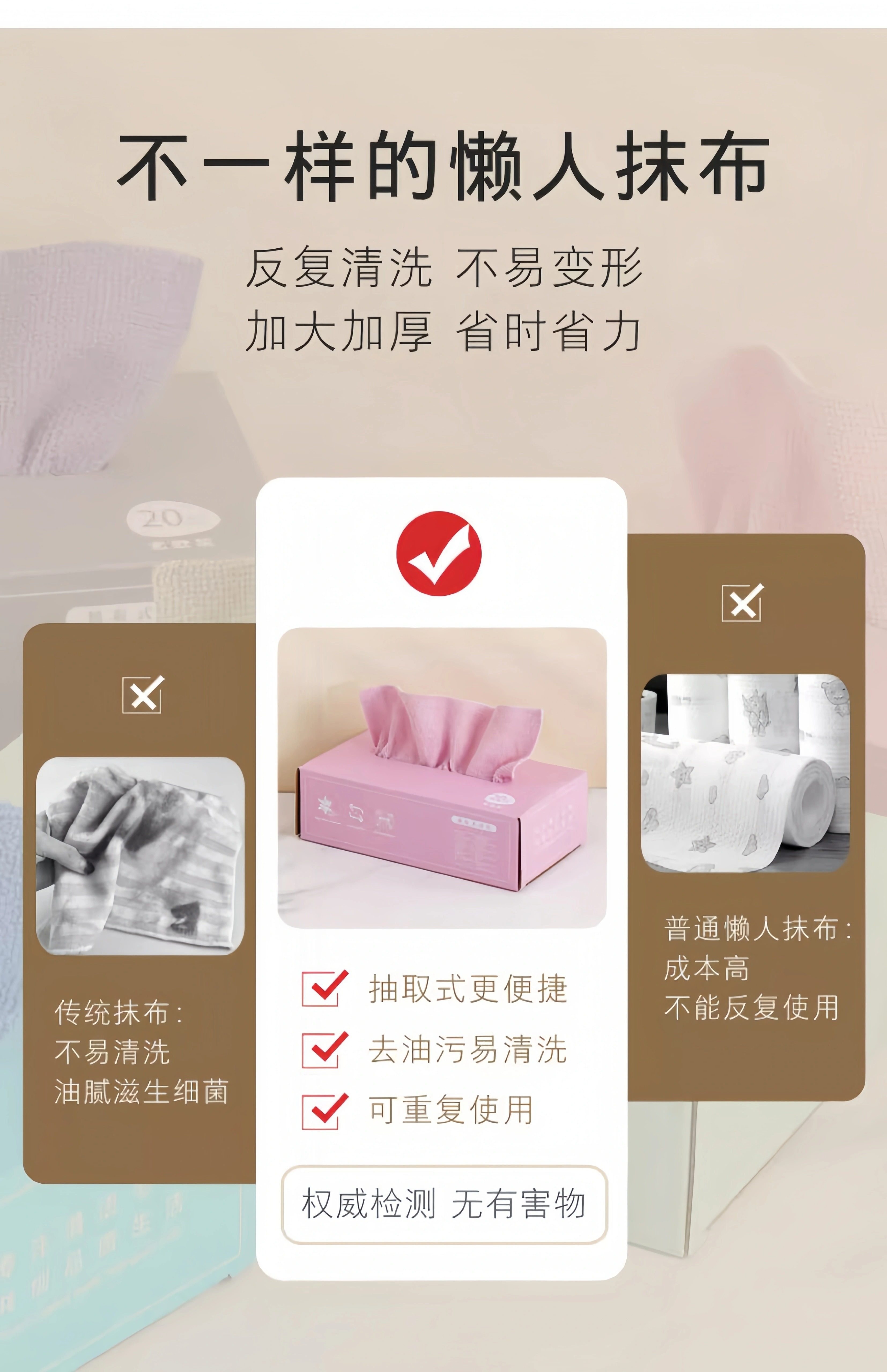 【中国直邮】 俏俏家居 抽取式抹布厨房一次性懒人抹布加厚可水洗洗碗布干湿两用百洁布灰色20片/盒