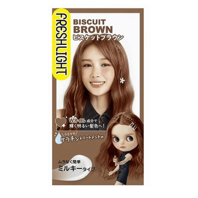 FRESHLIGHT Charm Doll Highly Pigmented Hair Dye (Biscuit Brown) 40g+80ml+15g