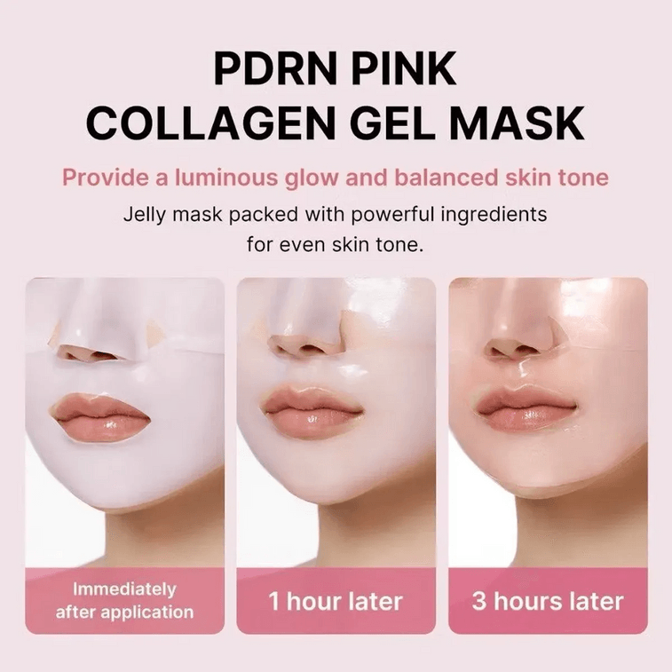 PDRN Pink Collagen Gel Mask, Sodium DNA, Niacinamide, Hydrolyzed Collagen, 4 Sheets 3