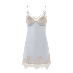 Carly Mesh Lace Slip Dress Set Baby Blue