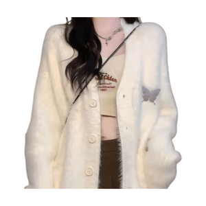 New Waterproof Mink Cardigan Sweater For Autumn And Winter, Available In One Size Fits All In Beige