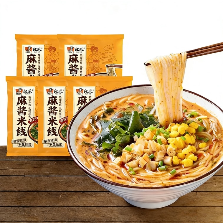 [중국 직배송] 완허 참깨 쌀국수, 112g/봉지, 얇은 쌀국수, 즉석면, 맵고 새콤한 당면. 6