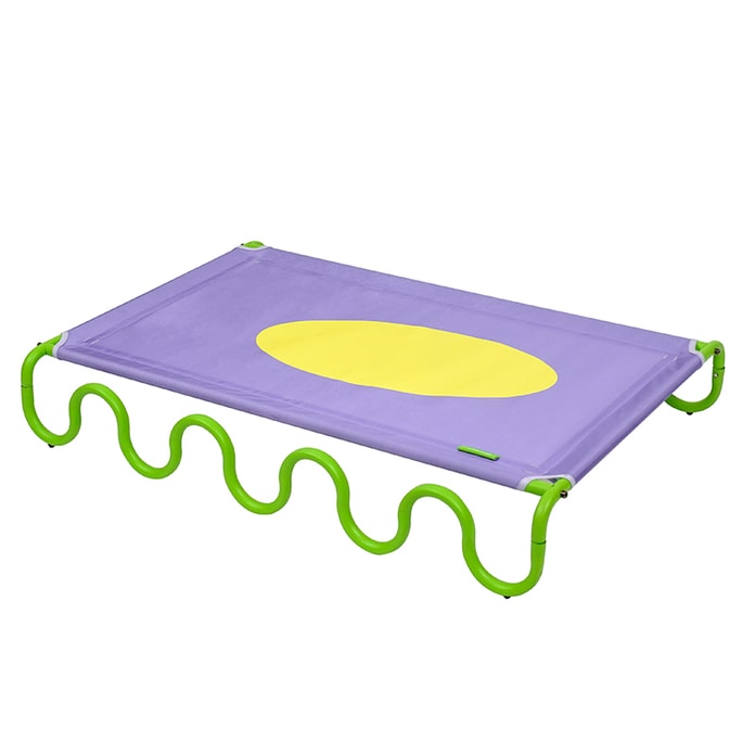 Wavy Army Elevated Dog Bed Medium Purple/Yellow