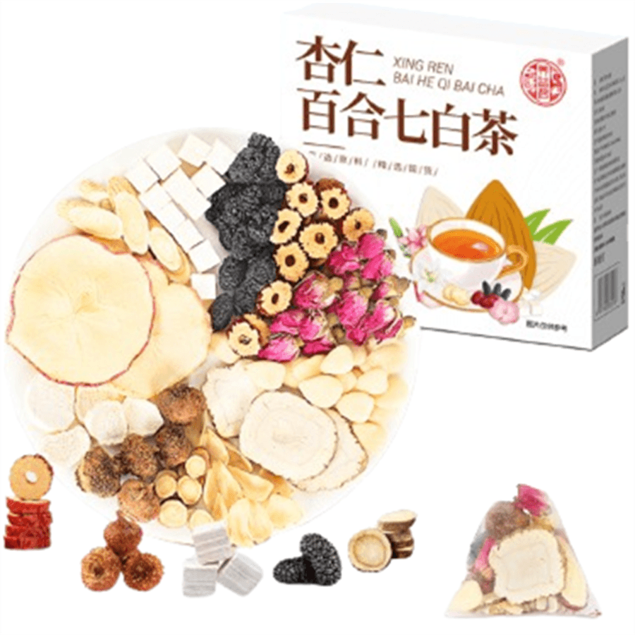中国直邮】 养益君杏仁百合七白茶去黄美白养颜提亮肤色茶气玫瑰花女