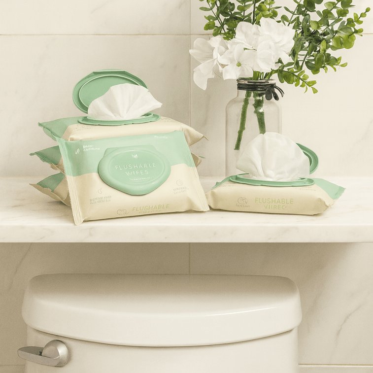 ナイスバム 4パックコンボ - 42枚入り 水洗トイレットペーパー 植物由来 EDI純水 目詰まり防止 生分解性 7