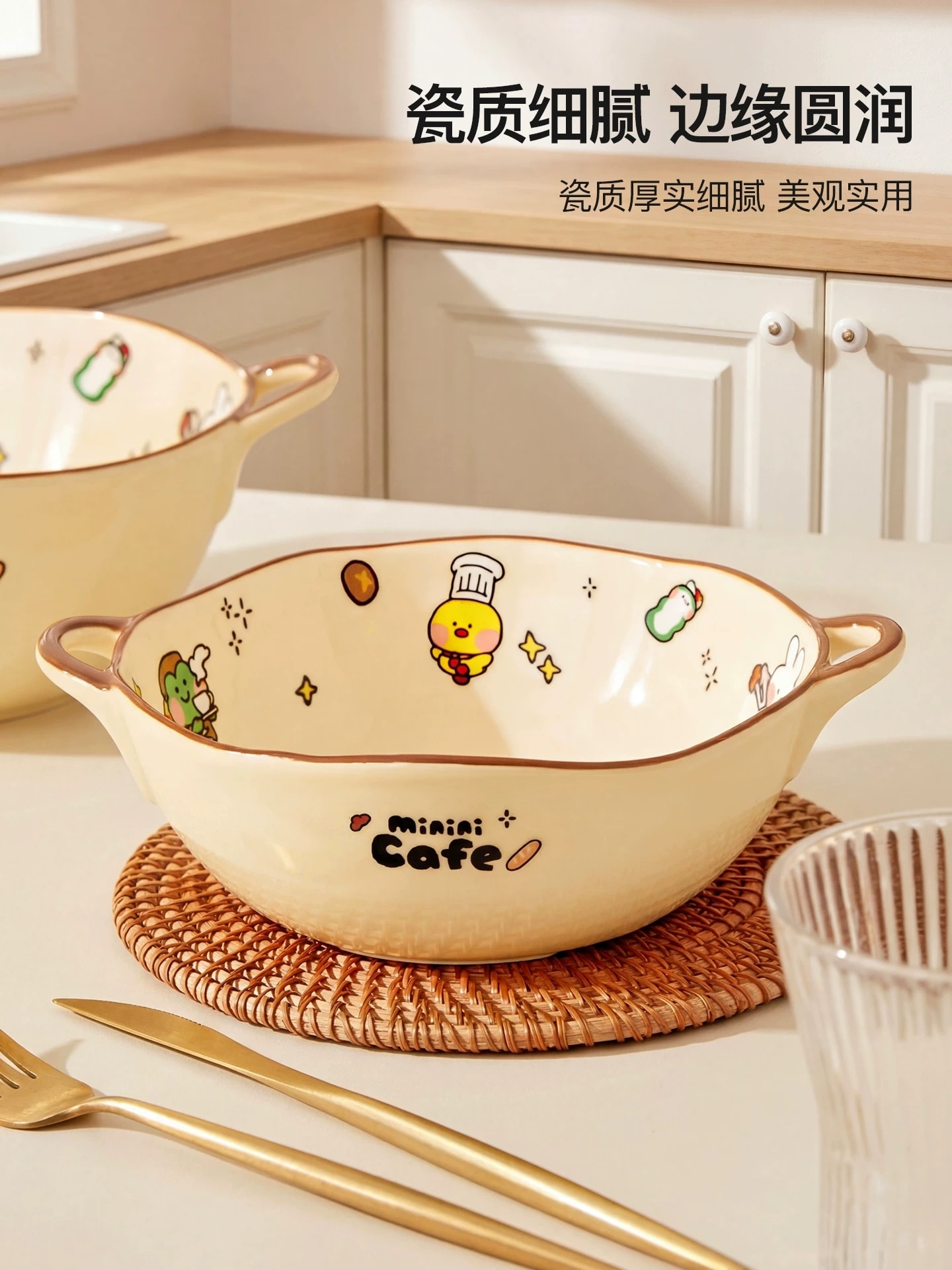 中国からの直送】日本 LINE FRIENDS 両耳セラミックスープボウル